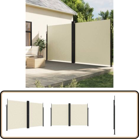 Seitenmarkise Ausziehbar Creme 200x600 cm - Seitenmarkise - Gartensonnecke  - Balkonmarkise - Sichtschutz - Wetterfeste Markise
