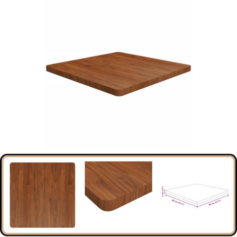 Gecheer Massivholz Tischplatte Eiche 80x80x4cm - Quadratische Tischplatte Dunkelbraun