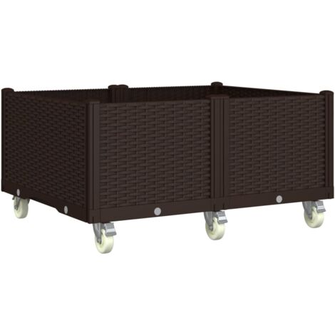 Pflanzkasten mit Rollen Braun 100x80x54 cm PP Pflanzkübel