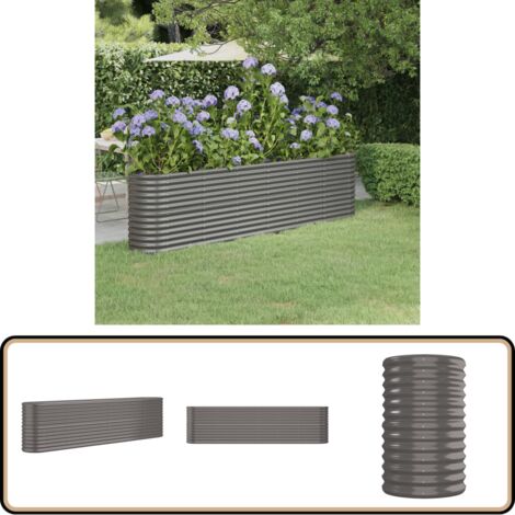 Hochbeet 100x100x36cm Grau - Pulverbeschichteter Stahl Pflanzkübel