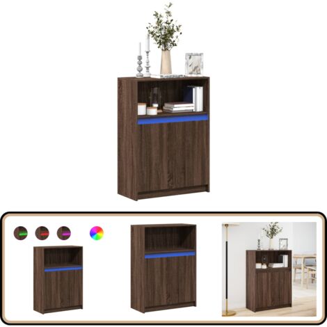 vidaXL Sideboard mit LED Braun Eichen-Optik 72x34x100 cm Holzwerkstoff (1/5)