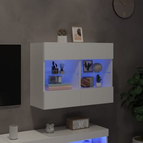 vidaXL TV-Wandschrank mit LED-Leuchten Weiß