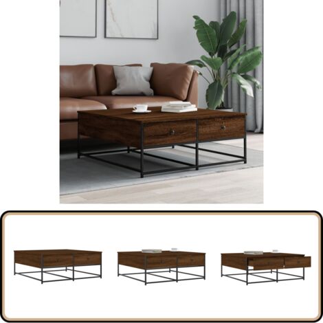 Couchtisch Braun Eichen-Optik – 90x49x45 Cm, Rechteckig, Mit Stauraum, Holzwerkstoff, Wasserfest – Für Wohnzimmer