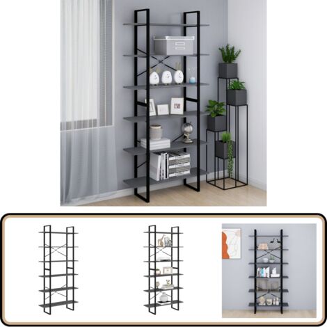 Standregal Hoch Grau 100x30x210 cm Massivholz Kiefer - Standregal - Bücherregal - Holzmöbel - Industrielles Design - Wohnraumgestaltung (1/5)
