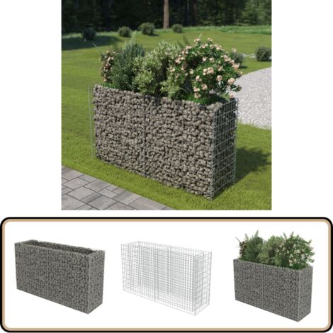 Baziroo Runde Gabionen Hochbeet 100x50cm - Verzinkter Stahl Pflanzkübel Für Garten & Terrasse