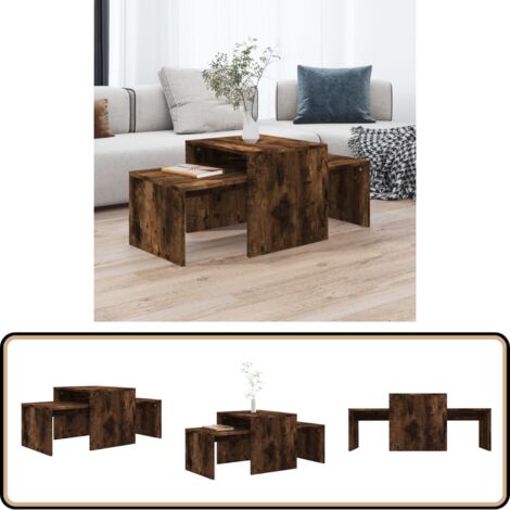 Couchtisch-Set Räuchereiche 100x48x40 cm Holzwerkstoff - Couchtisch ...