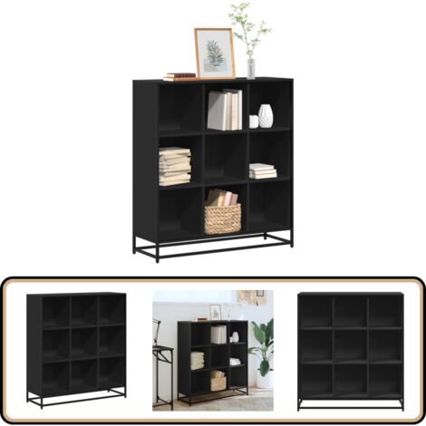 vidaXL Bücherregal Schwarz 97,5x33x107,5 cm Holzwerkstoff und Metall (1/5)