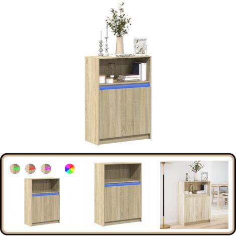 vidaXL Sideboard mit LED Sonoma-Eiche 72x34x100 cm Holzwerkstoff (1/5)