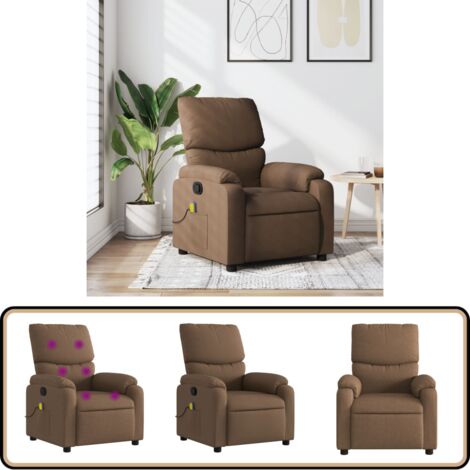 Tidyard Massagesessel Aus Stoff – Braun, Mit Vibrationsmassage, Verstellbarer Rückenlehne, Bis 110 Kg Belastbar