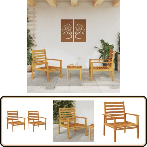 VidaXL Gartensessel 2er-Set Aus Akazien-Massivholz - Mit Kissen, Für Garten, Balkon & Terrasse