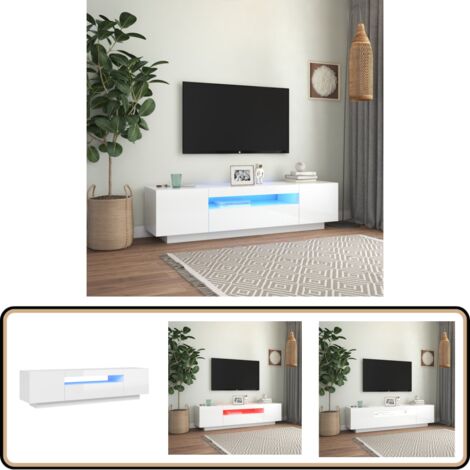 TV-Schrank Mit LED Beleuchtung 160cm - Lowboard Sideboard In Weiß Mit RGB LED, 160x35x40cm