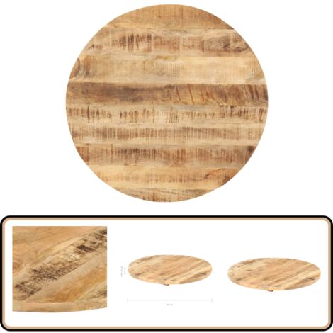 HOMEELIKE Massivholz Tischplatte Aus Mango - Runde Holzplatte 60cm Mit 25-27mm Stärke Für Tischgestell