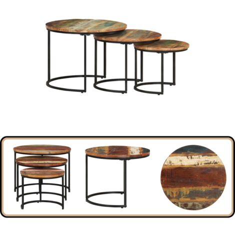 QJBSAVVA Couchtisch Aus Altholz - Massivholz Beistelltisch 90x50x38cm