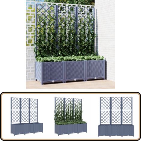 Pflanzkübel Mit Spalier 80x40x136cm – Hochbeet Aus PP, Dunkelgrau, Für Balkon & Garten