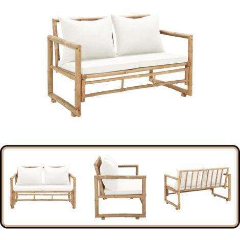 2-Sitzer Gartensofa mit Polstern Bambus - Bambusgartenbank - Gartenmbel -  Outdoor Mbel - Terrasse - Balkon