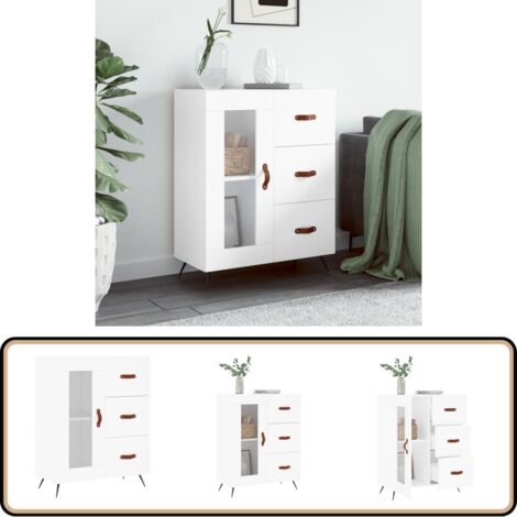 Sideboard Weiß 69,5x34x90 cm Holzwerkstoff - Schreibtisch - Wohnzimmermöbel - Sideboard - Regal - Eckschrank (1/5)