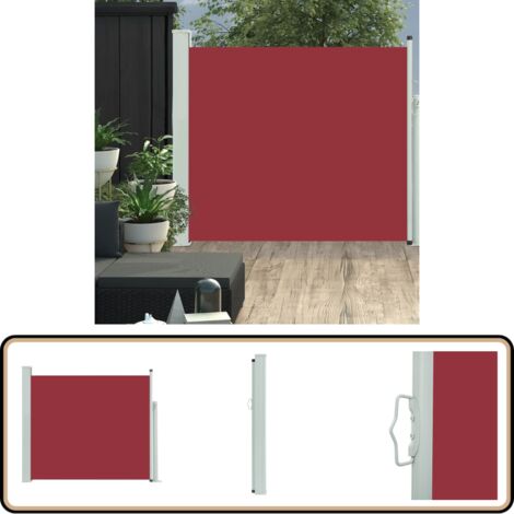 Tidyard Doppel Ausziehbare Seitenmarkise 160x600 Cm – Sichtschutz Für Balkon & Terrasse, Rot