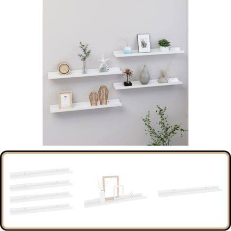 MOBCANT 2 Stück Wandregale Hochglanz-Weiß 115cm - Floating Shelves Für Wohnzimmer & Schlafzimmer