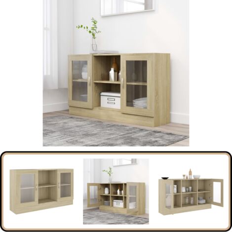 Vitrinenschrank Sonoma-Eiche 120x30,5x70 cm Holzwerkstoff - Sideboard - Vitrinenschrank - Wohnzimmermöbel - Regal - Aufbewahrung (1/5)