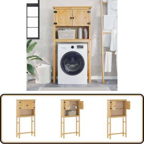 Waschmaschinenschrank Corona Massivholz Kiefer - Waschtischunterschrank - Massivholzmöbel - Badezimmerschränke - Küchenkasten - Aufbewahrungslösung (1/5)