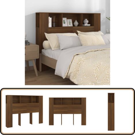 Tino Tech Kopfteil Mit Regal Sonoma-Eiche - Praktische Bett-Rückwand Mit Ablagen