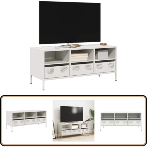 TV-Schrank Weiß 68x39x60,5cm - Lowboard Aus Stahl Mit Stauraum
