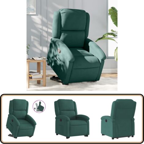 VidaXL Relaxsessel Mit Hocker Dunkelgrün Samt - Gemütlicher Sessel Mit Fußhocker