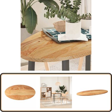 Tischplatte Dunkelbraun 100x50x4 cm Massivholz Eiche Oval