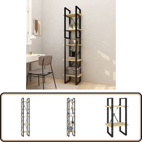 Bücherregal 5 Fächer 40x30x175 cm Massivholz Kiefer - BucheRegal - Holzmöbel - Bücherständer - Wohnraum Dekoration - Industrielles Design (1/5)