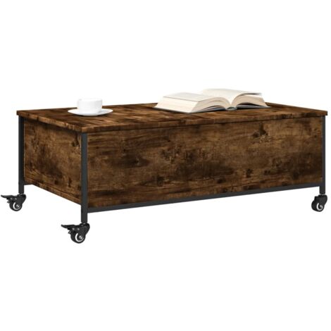 Couchtisch mit Rollen Räuchereiche 91x55x34 cm Holzwerkstoff ...