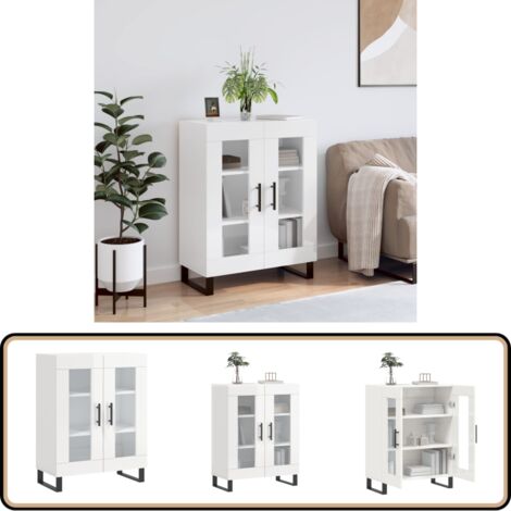 Sideboard Hochglanz-Weiß 69,5x34x90 cm Holzwerkstoff - Schreibtisch - Wohnzimmermöbel - Sideboard - Regal - Vitrine (1/5)