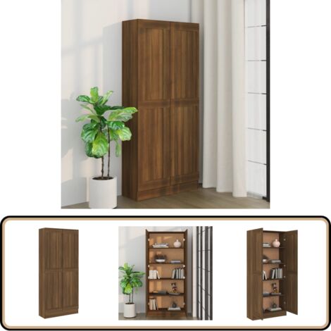 Gecheer Bücherschrank Vitrine In Eichen-Optik - 185,5 Cm Hoch Mit Glastüren