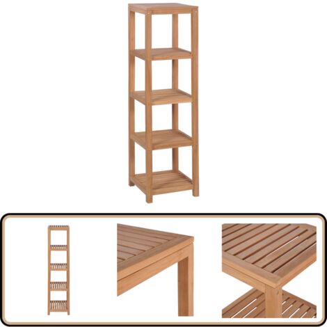 Badregal mit 4 Böden Massivholz Teak 42x42x165 cm - Teekholzkasten ...