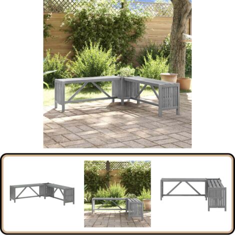 Garten-Eckbank mit Pflanzkübel 117 cm Massivholz Akazie Grau - Gartenbank - Holzmöbel - Akazienholz - Gartenmöbel - Terrassenmöbeln (1/5)