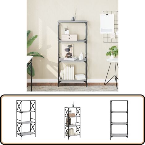Bücherregal 4 Böden Grau Sonoma 59x35x132 cm Holzwerkstoff - Bucherregal - Regal - Holzmöbel - Grau Sonoma - Wohnraumgestaltung (1/5)