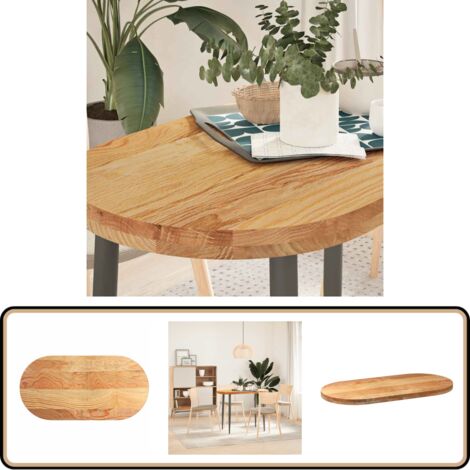 VidaXL Eichenholz Tischplatte 240x100cm - Massivholz Oval Hellbraun