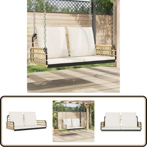 VidaXL Hängebank Mit Kissen - PE Rattan Hollywoodschaukel 105x58cm | Max. 110kg Tragkraft