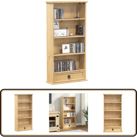 CD-Schrank Corona 52x17,5x103 cm Massivholz Kiefer - CD Regal - Holzmöbel - Buche - Bücherregal - Sideboard (1/5)