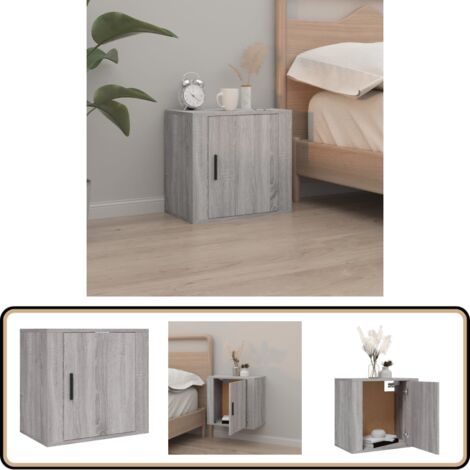 Wand-Nachttisch Grau Sonoma 50x30x47 cm - Wand-Nachttisch - Nachttisch Grau - Holzwerkstoff Möbel - Wohnzimmer Dekoration - Regal Wandhängend (1/5)