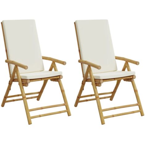 Gartensthle Klappbar Verstellbar 2 Stk. mit Kissen Bambus - Bambussessel -  Gartenstuhl - Lounge Chair - Relax Sessel - Outdoor Mbel