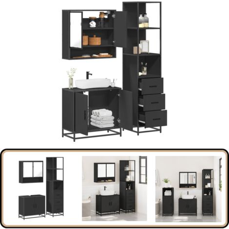 VidaXL Badmöbel-Set 5-tlg. Schwarz Massivholz Mango