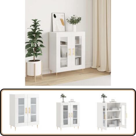 Sideboard Hochglanz-Weiß 69,5x34x90 cm Holzwerkstoff - Schreibtisch - Wohnzimmermöbel - Sideboard - Regal - Vitrine (1/5)
