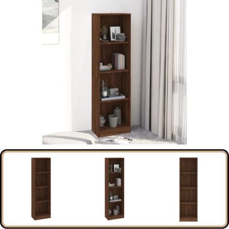 Bücherregal Mit 4 Etagen In Braun – 80 X 27,4 X 122,9 Cm, Stylisches Leiter-Design, Stabil