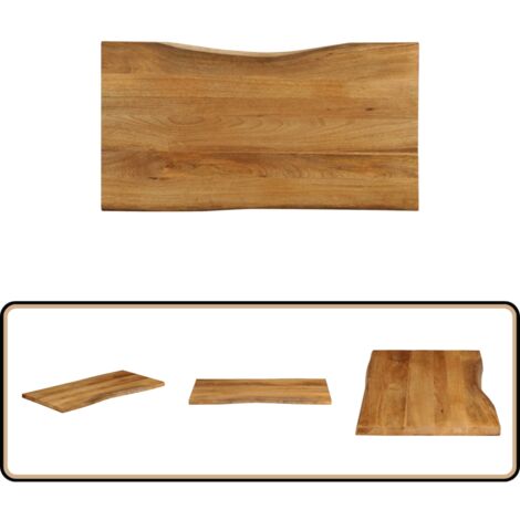 WEMYUFURN Tischplatte Massivholz Mango - Baumkantenplatte 100x60x2,5cm Für Esstisch Und Arbeitsplatte