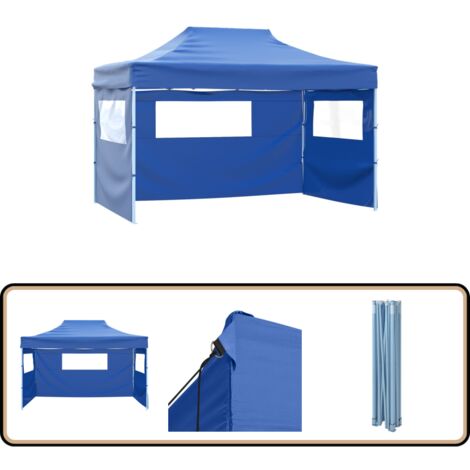 Partyzelt 3x4m Blau - Pavillon Mit Seitenwänden Für Gartenfeste Und Outdoor-Events