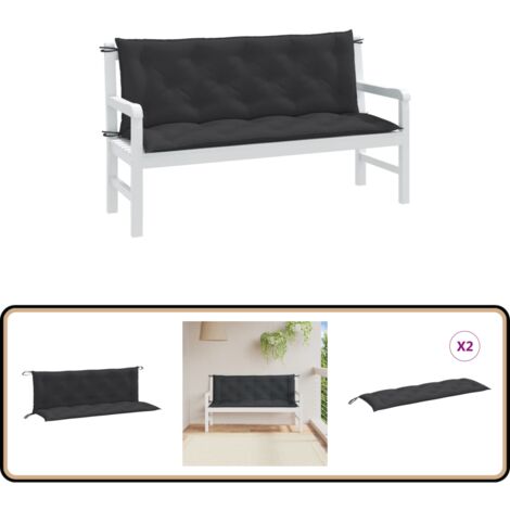 Xpnit Gartenbankkissen 100x35x5 Cm – Dickes Sitzkissen Für 2-/3-Sitzer, Drinnen & Draußen, Mit Rutschfester Unterseite & Bändern, Dunkelgrau