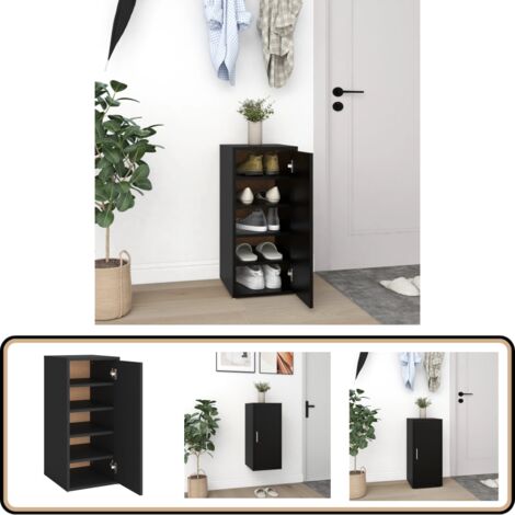 Schuhschrank Schwarz 32x35x70 cm Holzwerkstoff - Schuhschrank - Schuhregal - Garderobe - Aufbewahrung - Organisation (1/5)