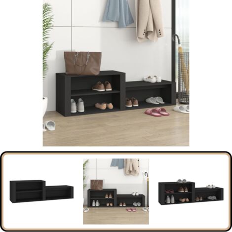 Schuhschrank Schwarz 150x35x45 cm Holzwerkstoff - Schuhschrank - Holzwerkstoff - Garderobe - Flurmöbel - Schwarze Möbel (1/5)