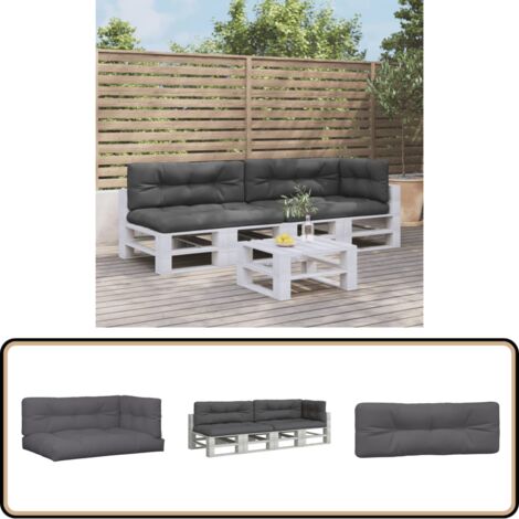 VidaXL Palettenkissen Anthrazit 120x40x8cm - Outdoor Sitzkissen Wasserabweisend