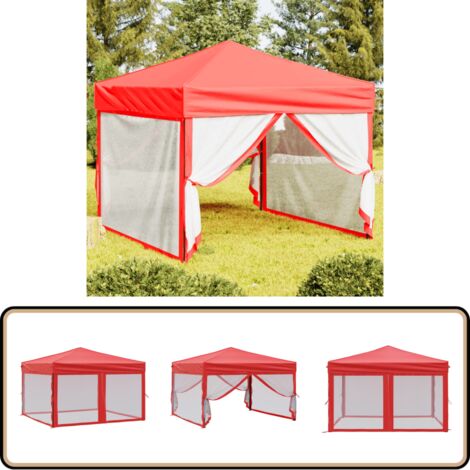 Partyzelt 3x4m Mit Wasserdichter PVC Plane (560g/m²) – Robustes Gartenzelt In Weiß-rot